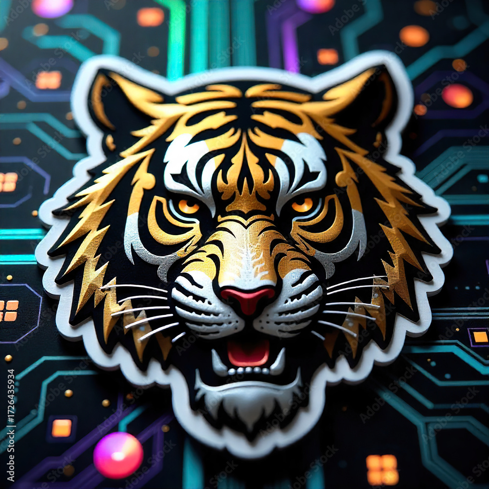 Fototapeta premium tiger head vector stiker illustration