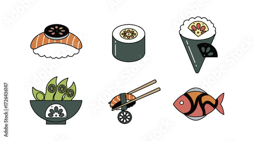 Sushi food illustrations
