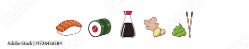 Sushi ingredients flat design