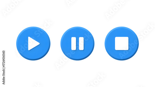Play, pause and stop buttons for modern interface designs and user interactions