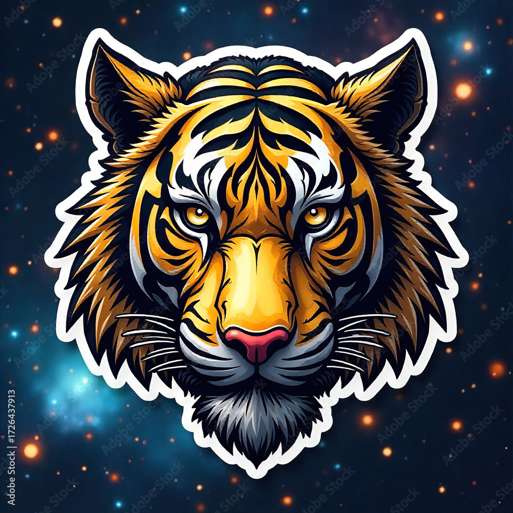 Fototapeta premium Artistic Tiger Head Sticker