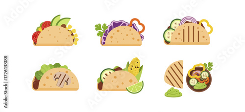 Variety of tacos with different fillings