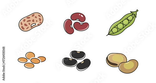 Various beans and peas illustration