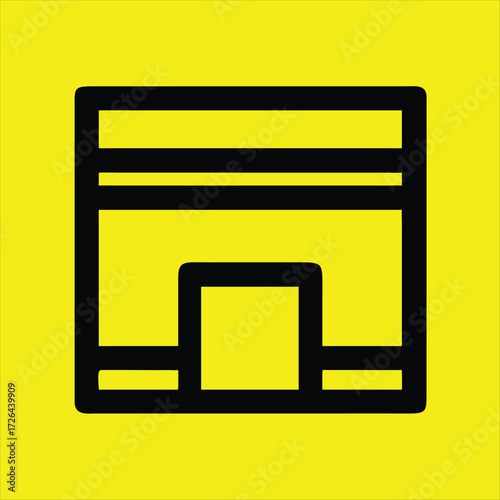 Storefront Icon – Retail and Business Symbol on Yellow Background