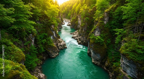 River gorge lush green forest