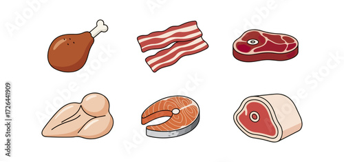 Various types of meat icons