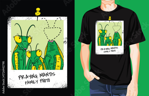 Mantis family praying t-shirt design