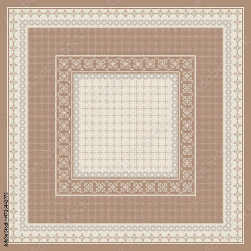 Elegant Geometric Floral Border Pattern Scarf Design