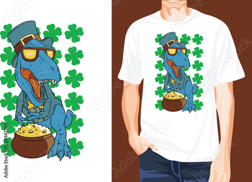 T-rex St Patrick day t-shirt design
