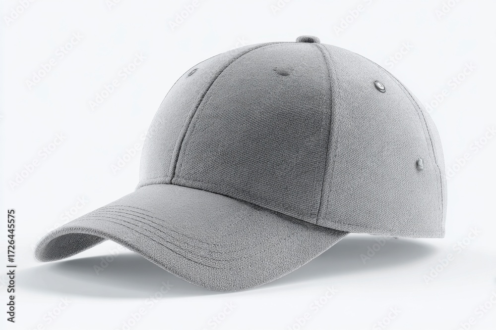Fototapeta premium Soft Gray Baseball Cap on White Background for Fashion Accessories