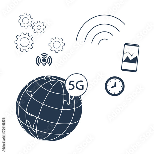 5g network technology concept with earth globe