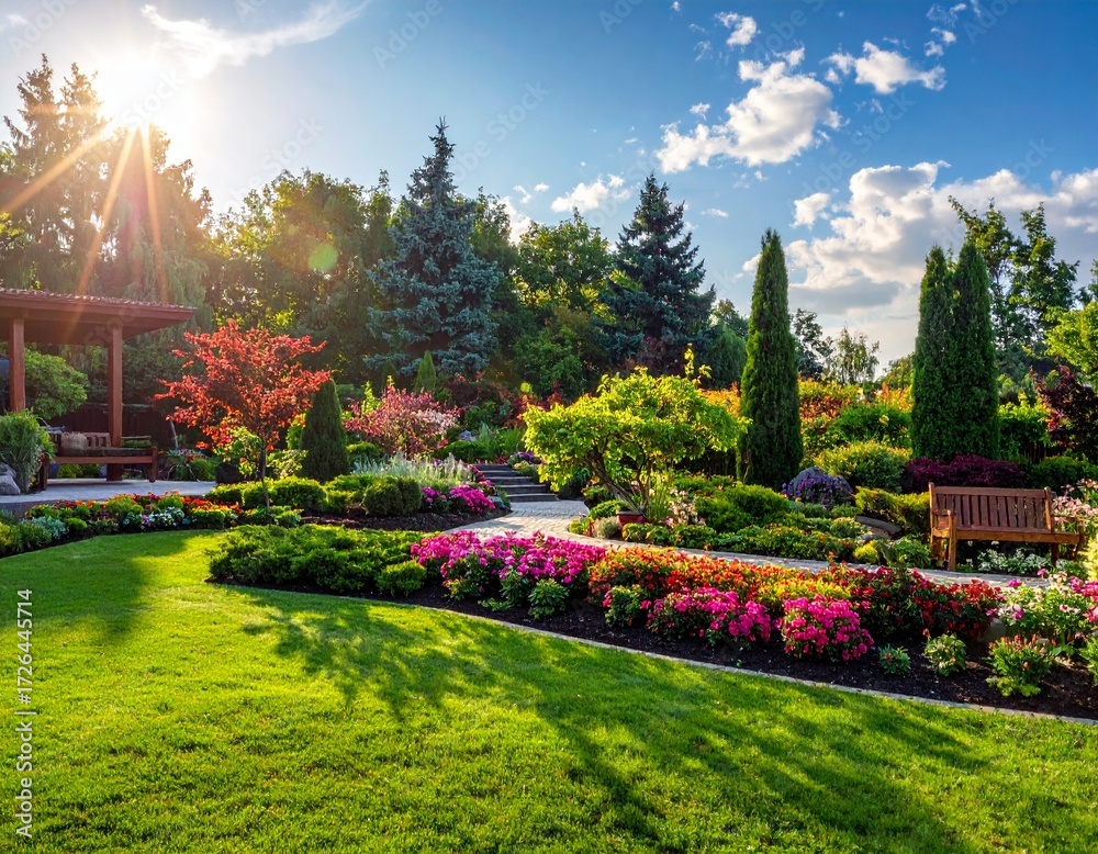 Obraz premium Lush Landscaped Yard 