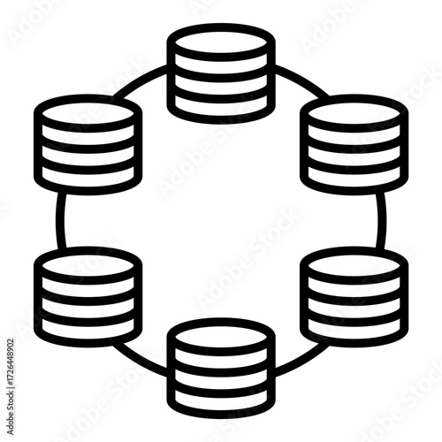 Storage Ring Topology Disk Hard disk HDD SSD Memory Cloud Link Computer Icon Logo Floppy Line Art

