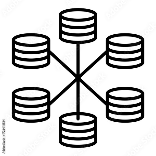 Storage Star Topology Disk Hard disk HDD SSD Memory Cloud Link Computer Icon Logo Floppy Line Art
