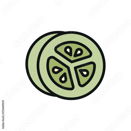 Cucumber icon in colorful line style for farming, eco lifestyle, and vegan diet.