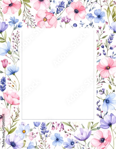 Floral watercolor frame