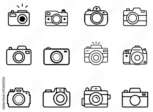 Set of Camera Icons – Photo Camera Symbols in Flat Style Vector