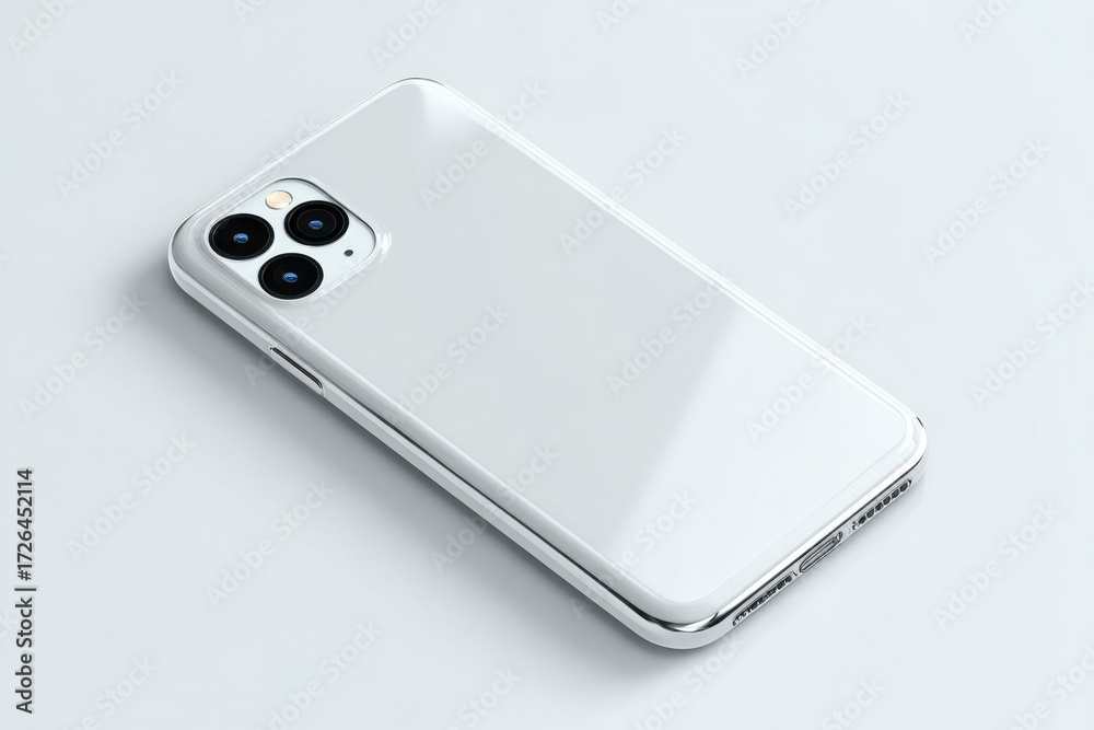 Fototapeta premium Sleek White Smartphone Case on a Minimalist Surface Background