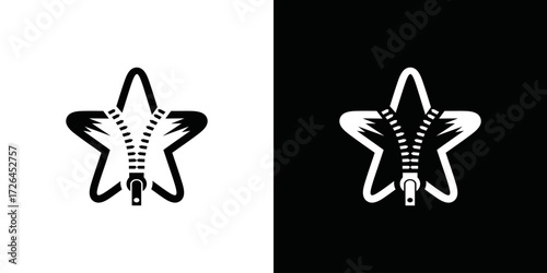 simple star and zipper logo vector