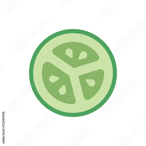 Cucumber icon in bright color representing organic vegetable and healthy nutrition.