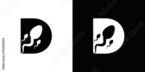 simple egg cell initial letter D logo vector