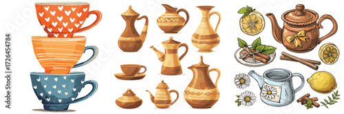 set of 3 autumn leaves sunflowers and basket vector illustrations