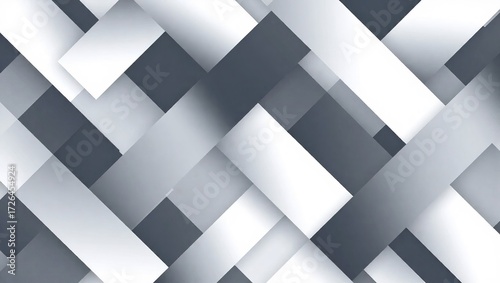 Interlocking Rectangles in Shades of Gray and White Create a Dyn