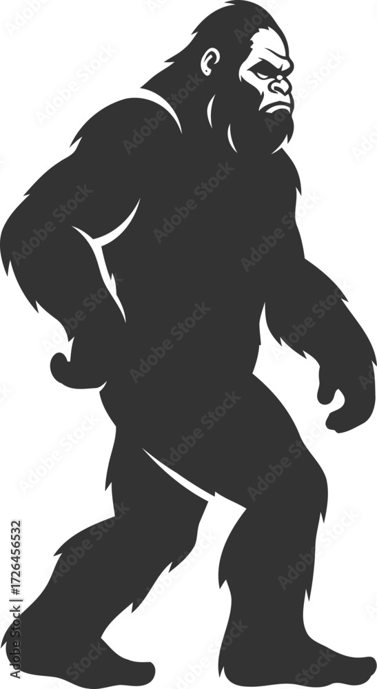 Fototapeta premium Animal vector bigfoot silhouette black illustration