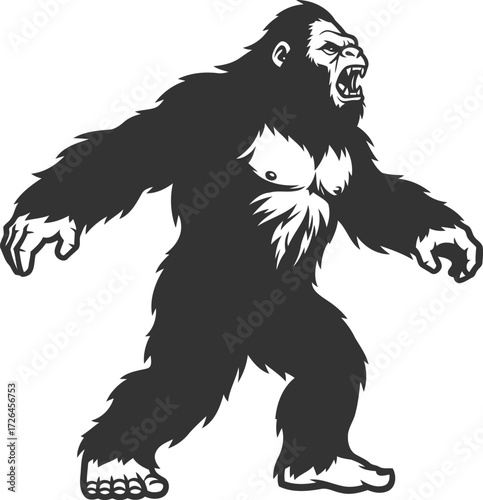Animal vector bigfoot silhouette black illustration