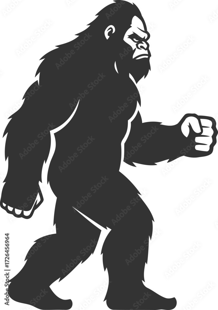 Fototapeta premium Animal vector bigfoot silhouette black illustration