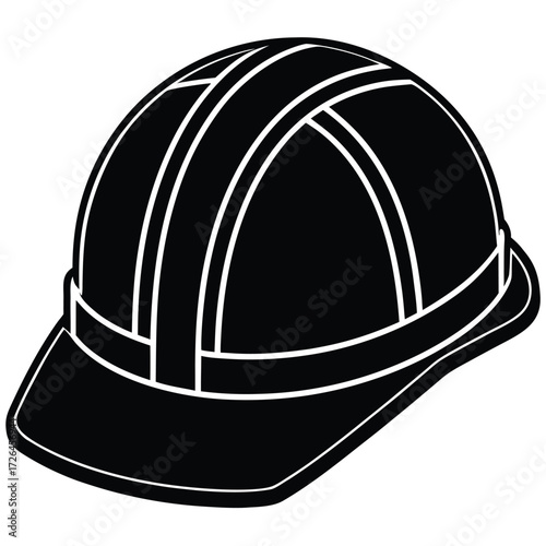 construction hard hat outline vector illustration .eps