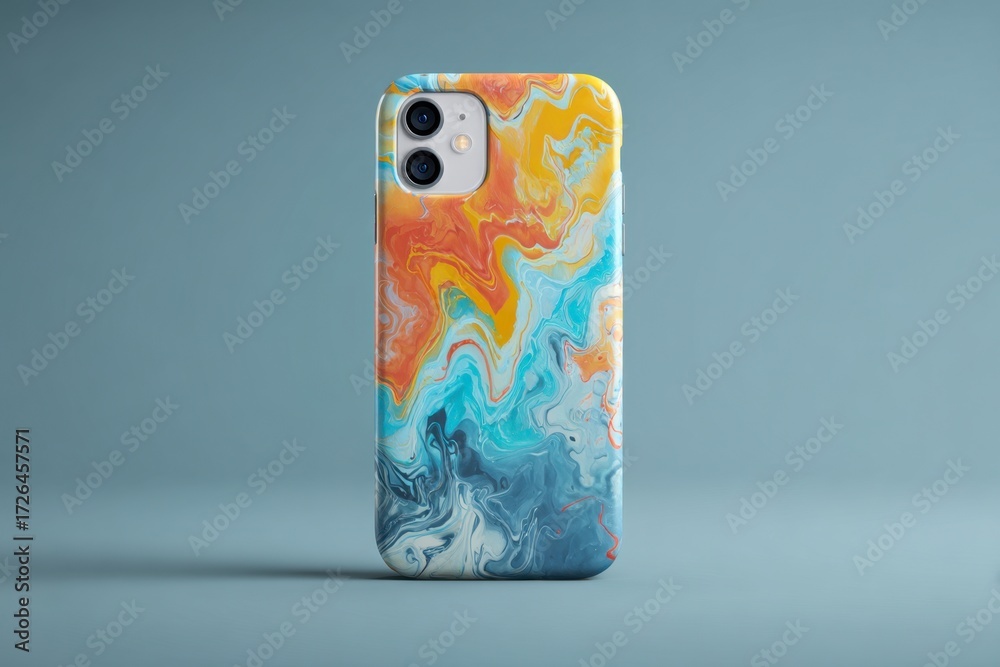 Obraz premium Colorful Abstract Marble Phone Case on Solid Background