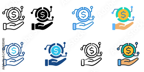 Asset allocation icon set multiple style collection 
