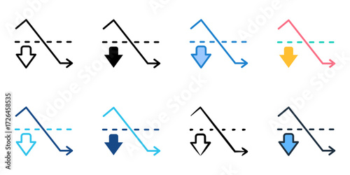 Short position icon set multiple style collection 
