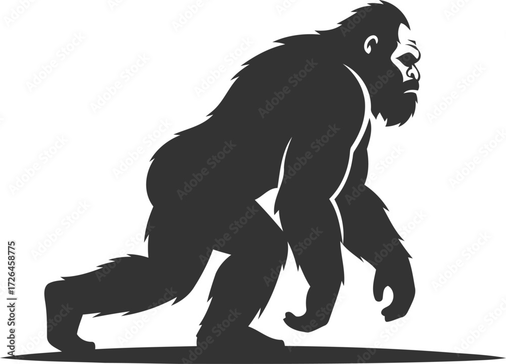 Fototapeta premium Animal vector bigfoot silhouette black illustration