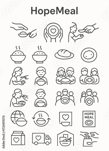 Wallpaper Mural HopeMeal Icon Set Depicting Food, Charity, and Community Support for Those in Need Torontodigital.ca