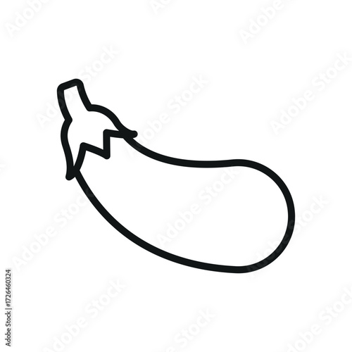 Eggplant icon in line style for nutrition, vegan diet, and grocery visuals.
