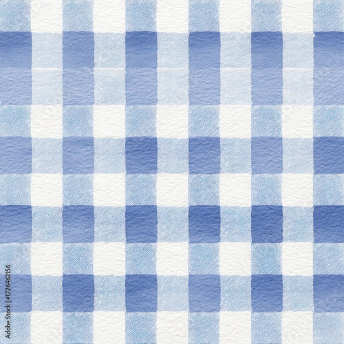 Pastel Blue Plaid Watercolor Grid Pattern for Seamless Design