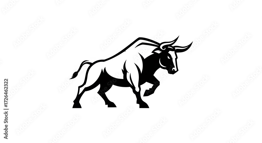 Obraz premium Powerful bull silhouette