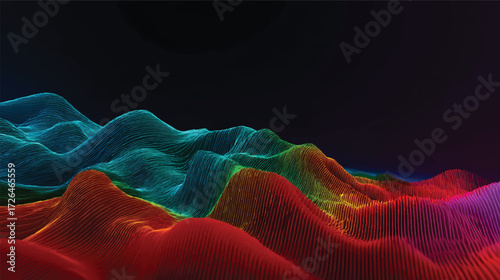 Abstract waves in vibrant pink and blue colors with a dark background, creating a sense of movement and depth