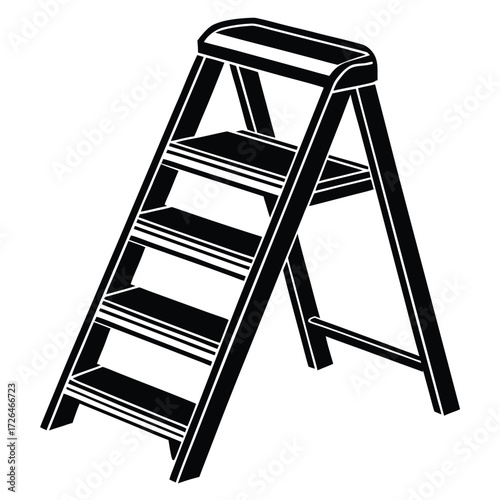 folding step ladder with metal frame  isolated on  (1).eps