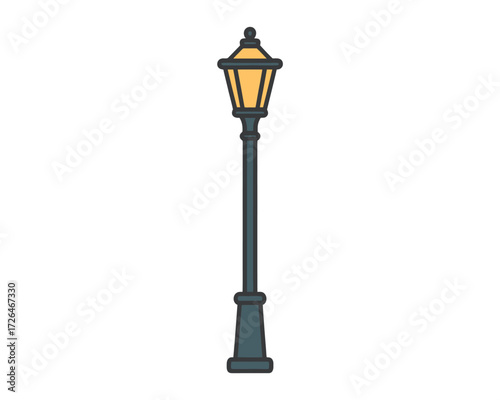 Classic victorian street lamp with warm glowing light