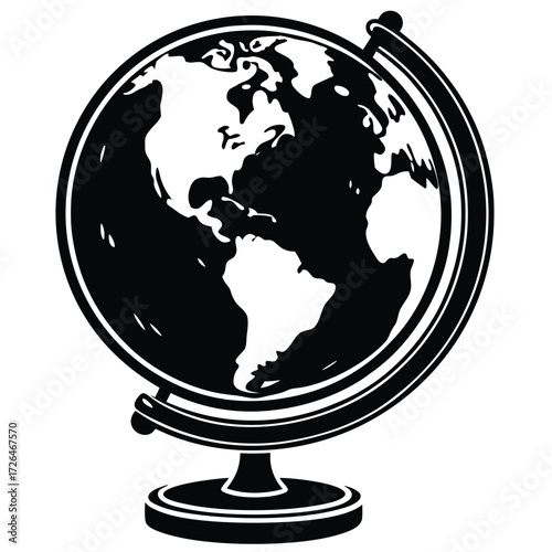 globe small desktop globe with visible continents .eps