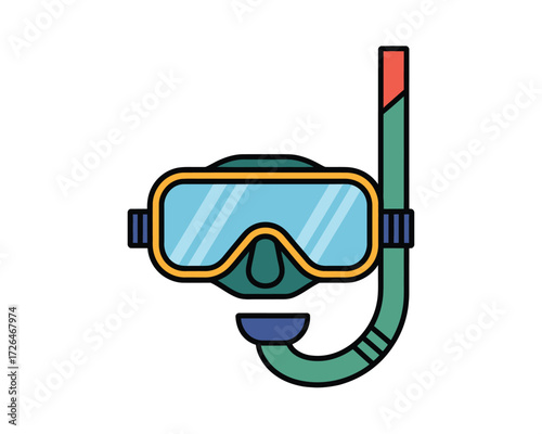 Colorful snorkel mask and tube for underwater exploration