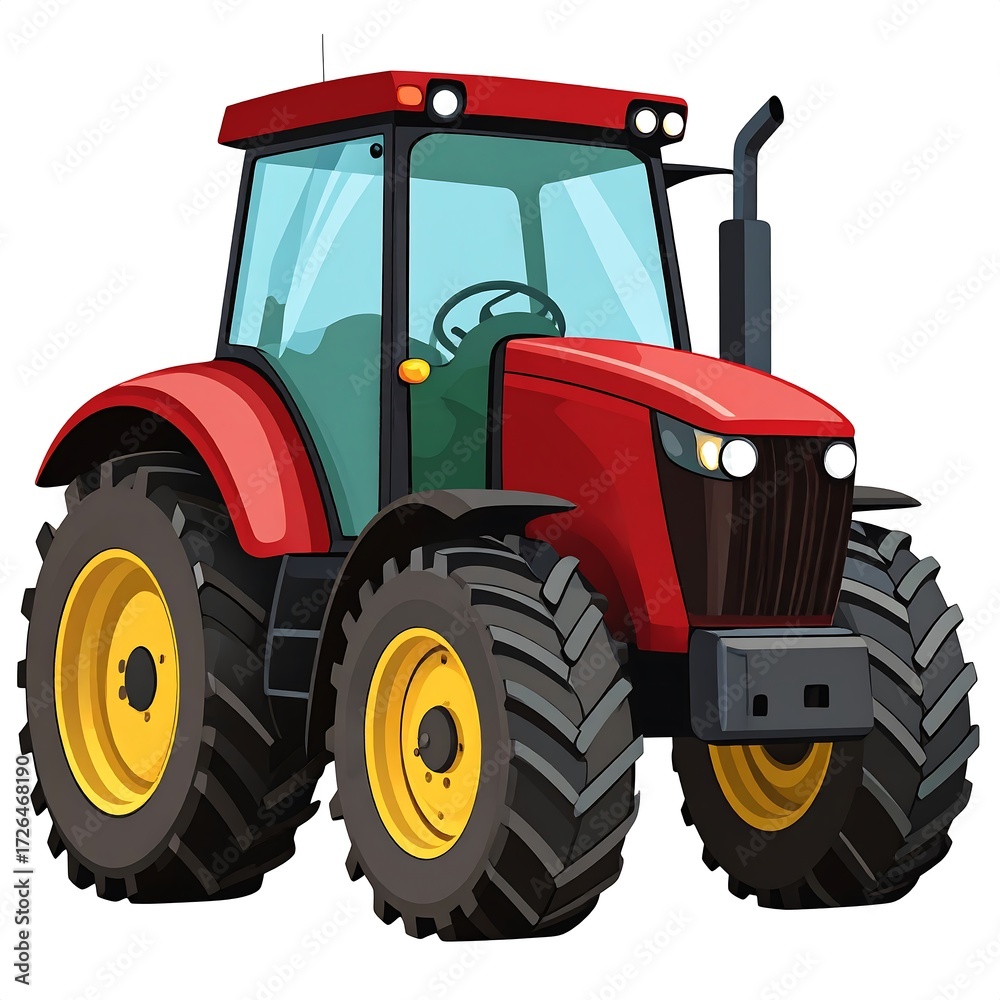 Obraz premium Cartoon red tractor