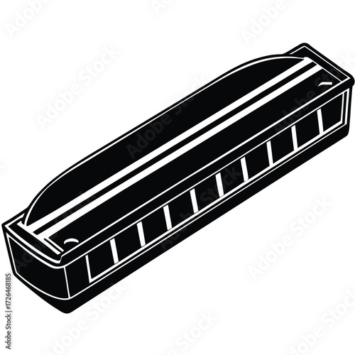 harmonica with chrome cover  isolated on white bac (1).eps