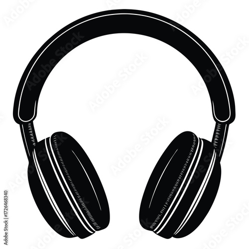 headphones silhouette on white background.eps