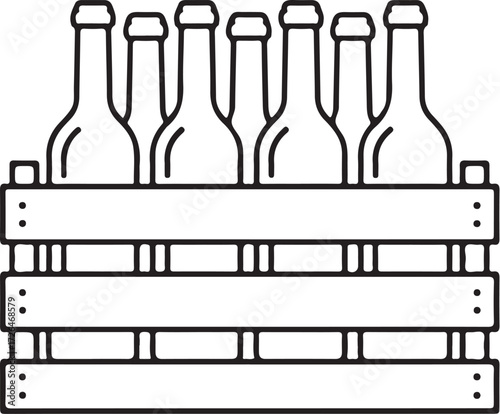 Wood box wine bottle icon. Outline wood box wine bottle vector icon for web design isolated on white background