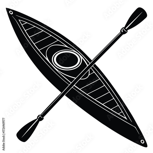 kayak boat with paddle  isolated on white backgrou (1).eps