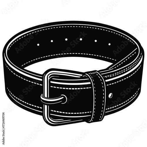 leather belt with metal buckle  isolated on white  (1).eps